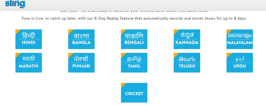 Sling TV Desi packages